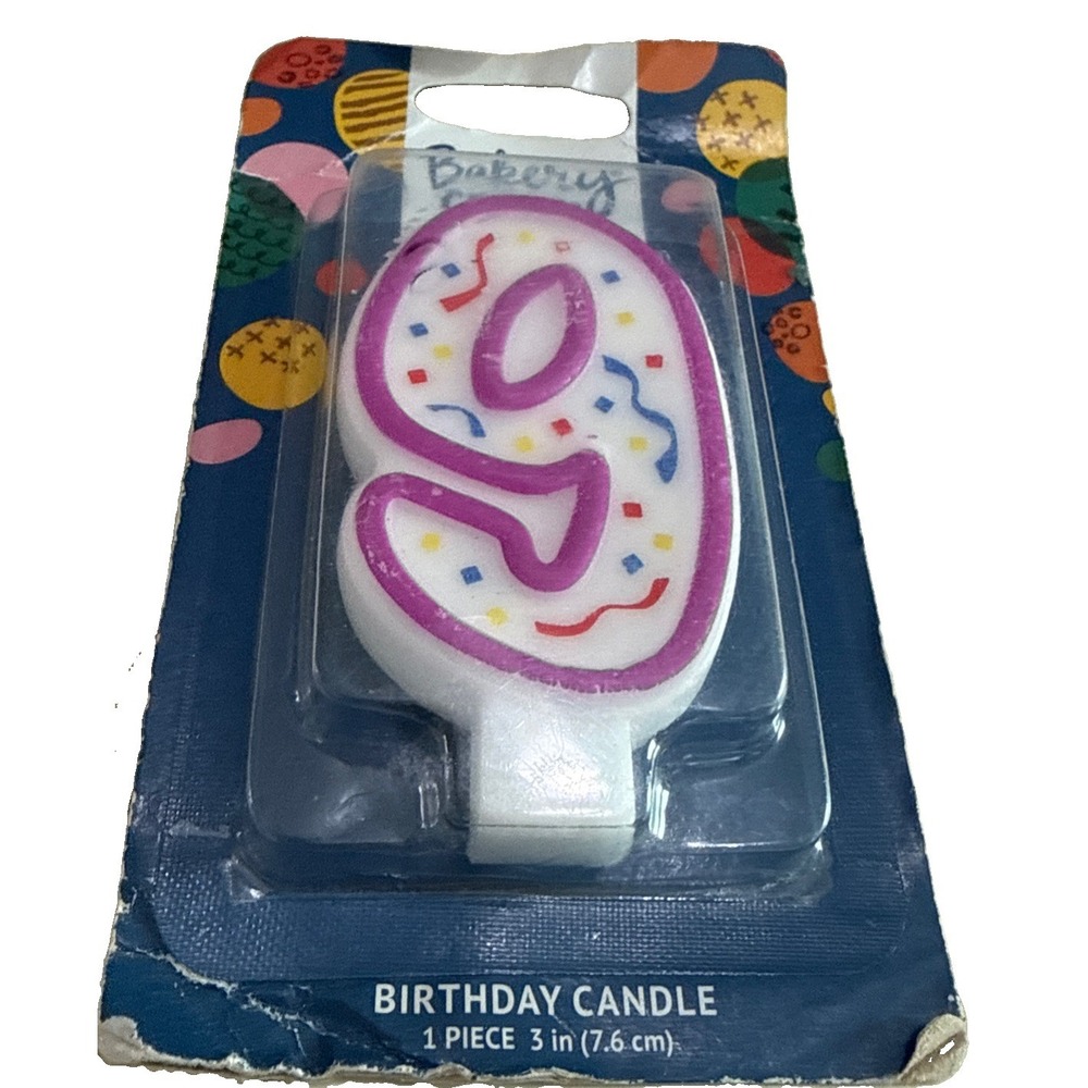 Bakery Crafts #9 Numeral * Candles Birthday Cake Candle Confetti 3 inch